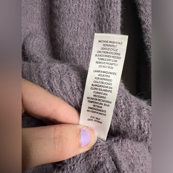 Made With Love Purple Fuzzy Scoop Neck Sweater Large - Picture 6 of 7